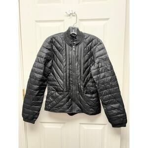 GAP LW Crazy Quilt Quilted Bomber Jacket Puffer Coat Black Women’s Size S